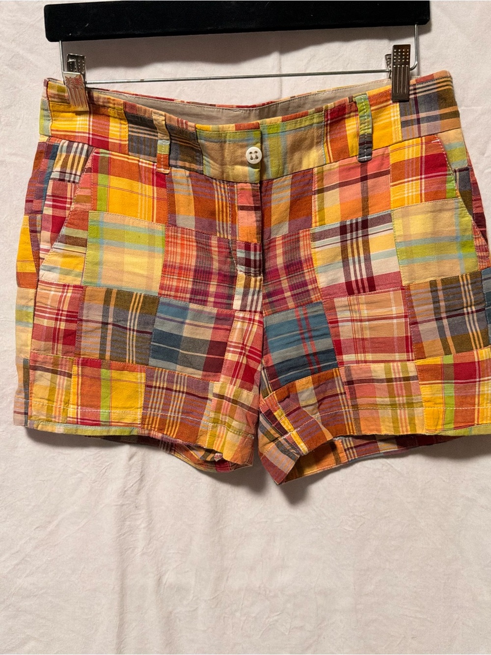 Talbots Multicolor Plaid Cotton Shorts - Bright Madras Check - Picture 3 of 8